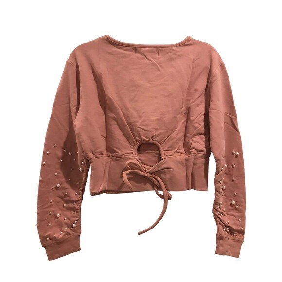 Women's Small Sweatshirt pullover Kendall + Kylie cropped with beads tie back - Picture 2 of 4